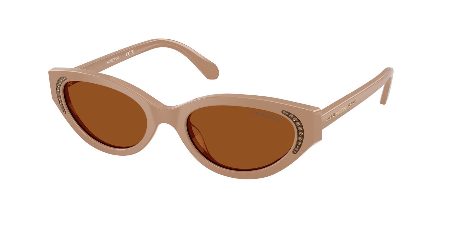 Sunglasses Swarovski SK 6030 (106173) color beige shape round lenses marrone scuro