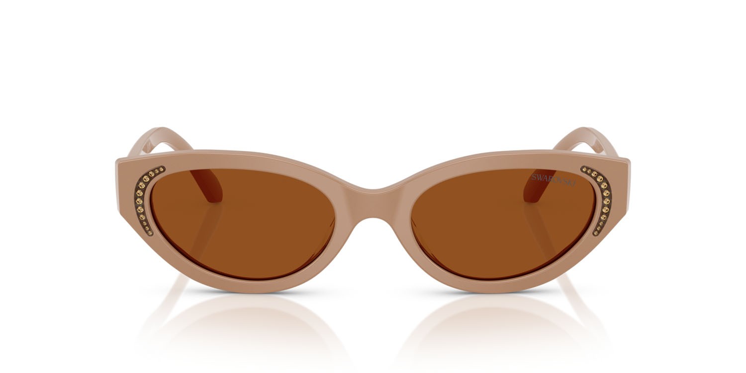 Sunglasses Swarovski SK 6030 (106173) color beige shape round lenses marrone scuro