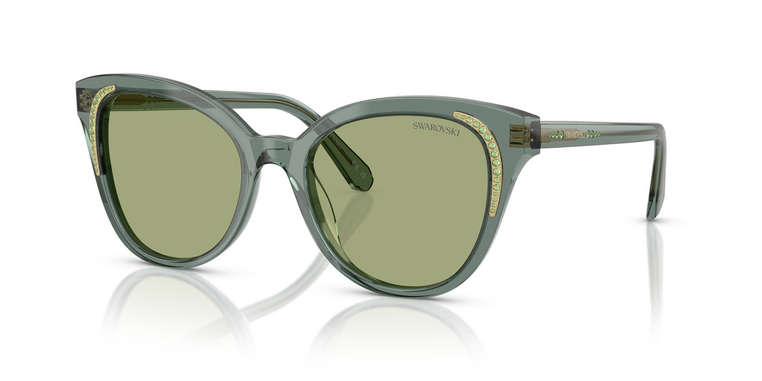 Sunglasses Swarovski SK 6031 (104382) color verde trasparente shape butterfly lenses verde scuro