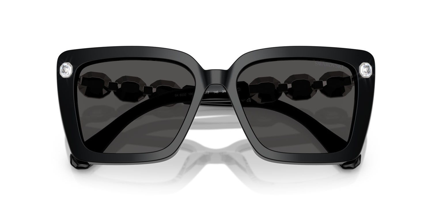 Sunglasses Swarovski SK 6032 (100187) color nero shape square lenses grigio scuro