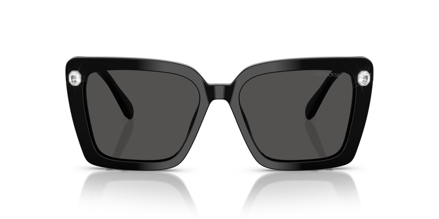 Sunglasses Swarovski SK 6032 (100187) color nero shape square lenses grigio scuro