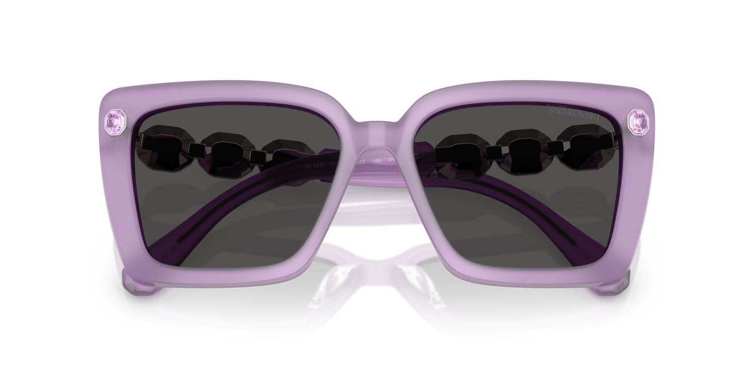 Sunglasses Swarovski SK 6032 (107587) color milky lilac shape square lenses grigio scuro