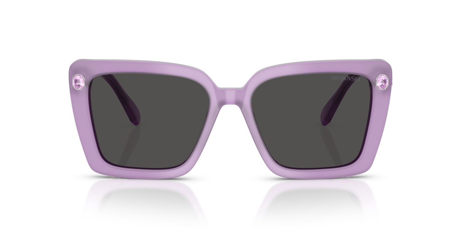 Sunglasses Swarovski SK 6032 (107587) color milky lilac shape square lenses grigio scuro