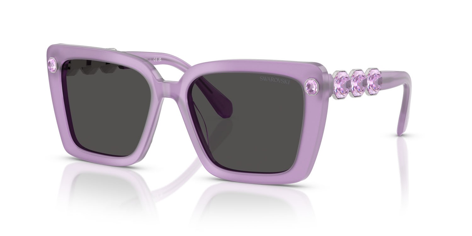 Sunglasses Swarovski SK 6032 (107587) color milky lilac shape square lenses grigio scuro