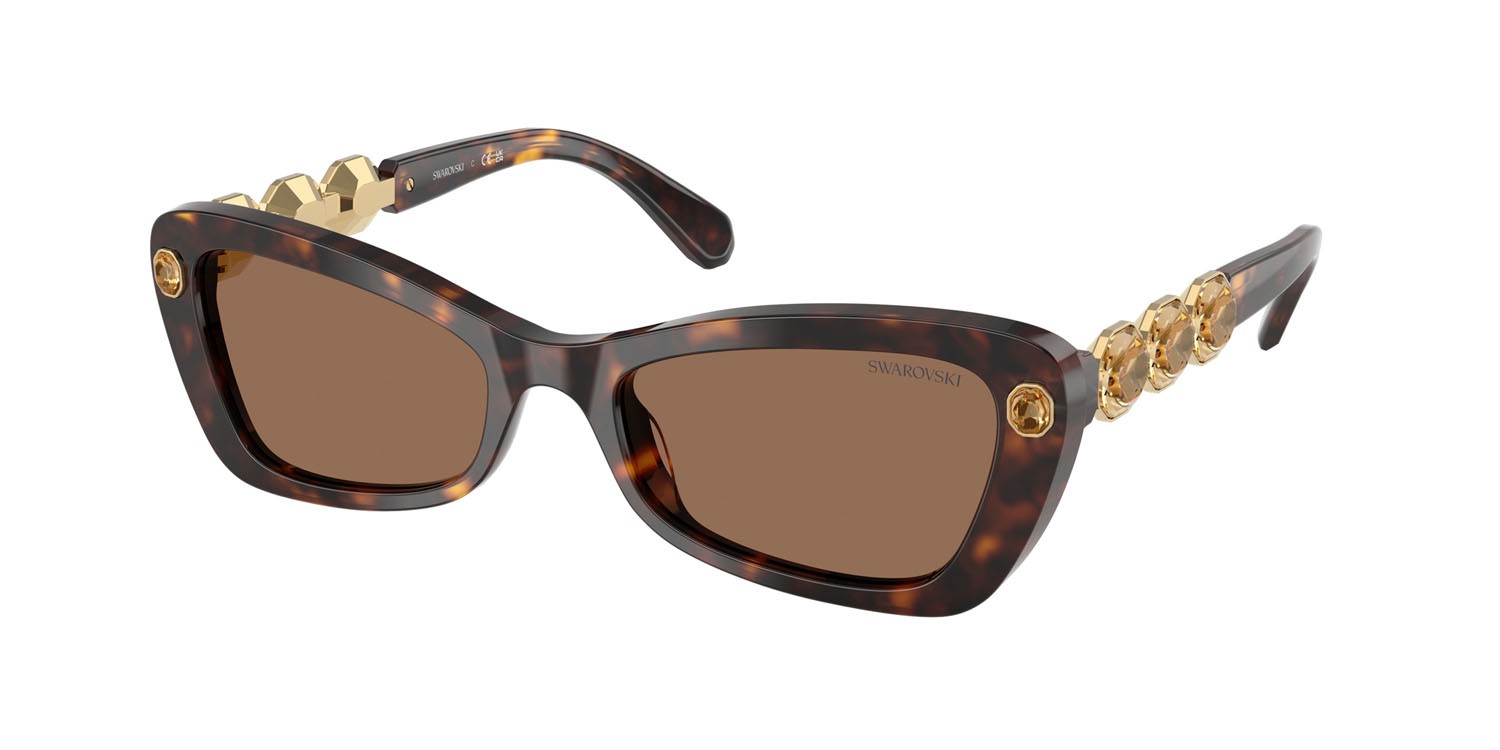 Sunglasses Swarovski SK 6033 (100273) color havana shape irregular lenses marrone scuro