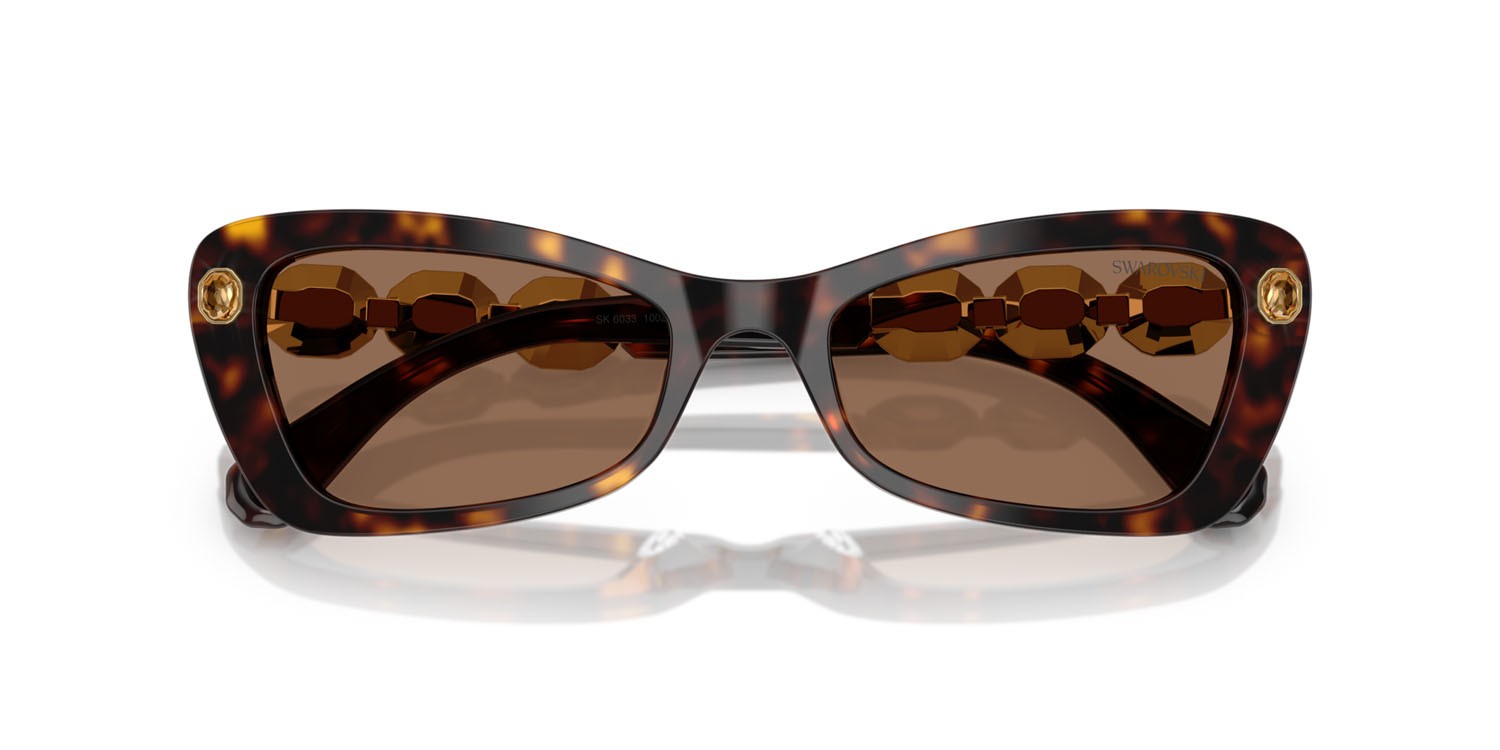 Sunglasses Swarovski SK 6033 (100273) color havana shape irregular lenses marrone scuro