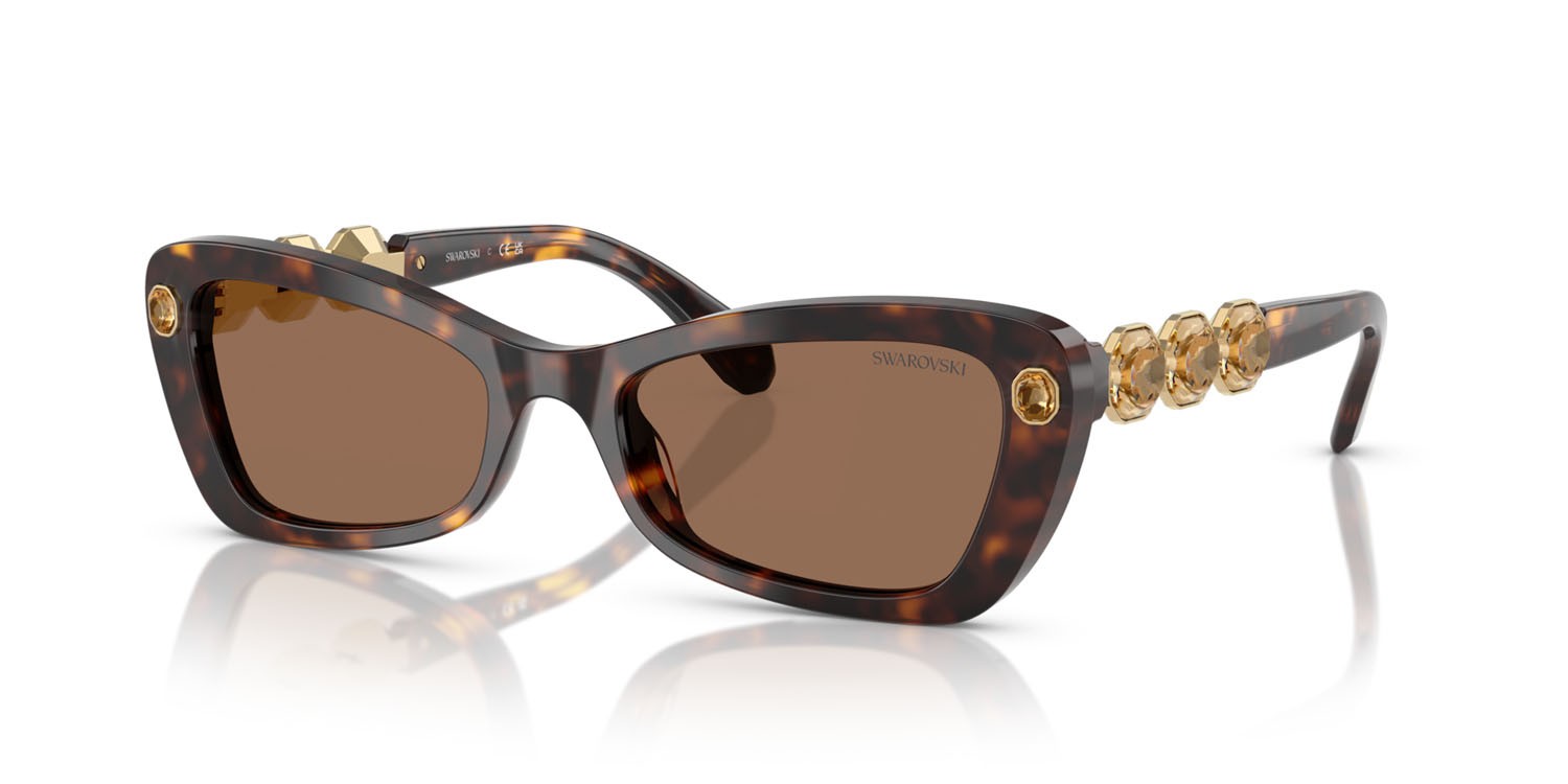 Sunglasses Swarovski SK 6033 (100273) color havana shape irregular lenses marrone scuro