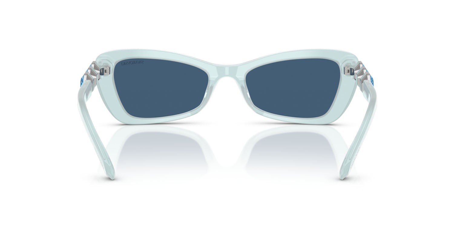 Sunglasses Swarovski SK 6033 (102455) color blu perlaceo shape irregular lenses blu scuro