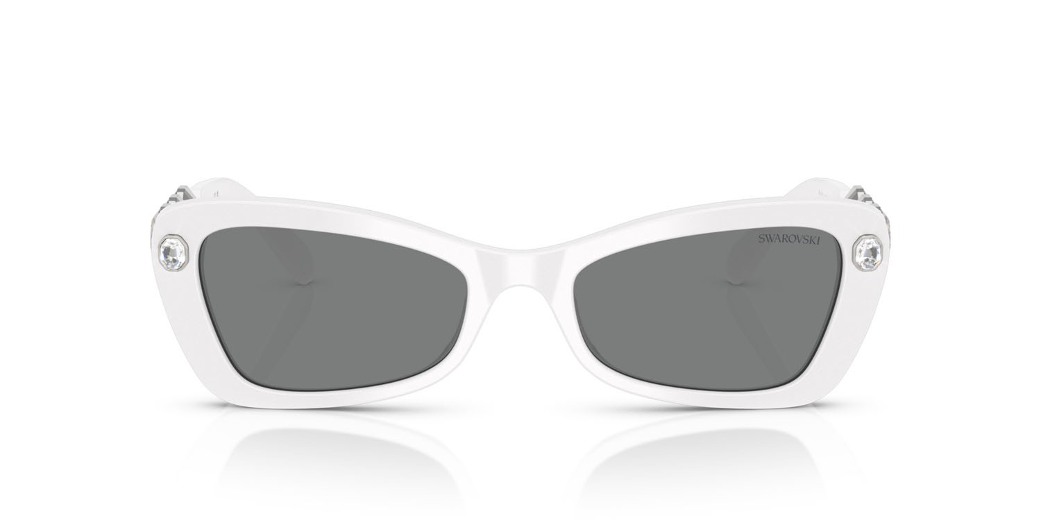 Sunglasses Swarovski SK 6033 (105087) color bianco shape irregular lenses grigio scuro