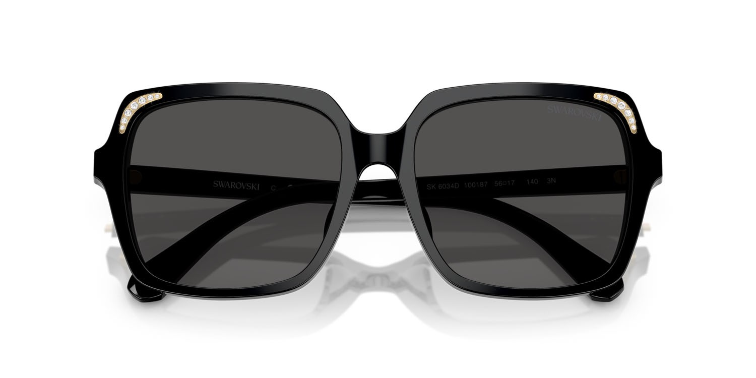 Sunglasses Swarovski SK 6034D (100187) color nero shape square lenses grigio scuro