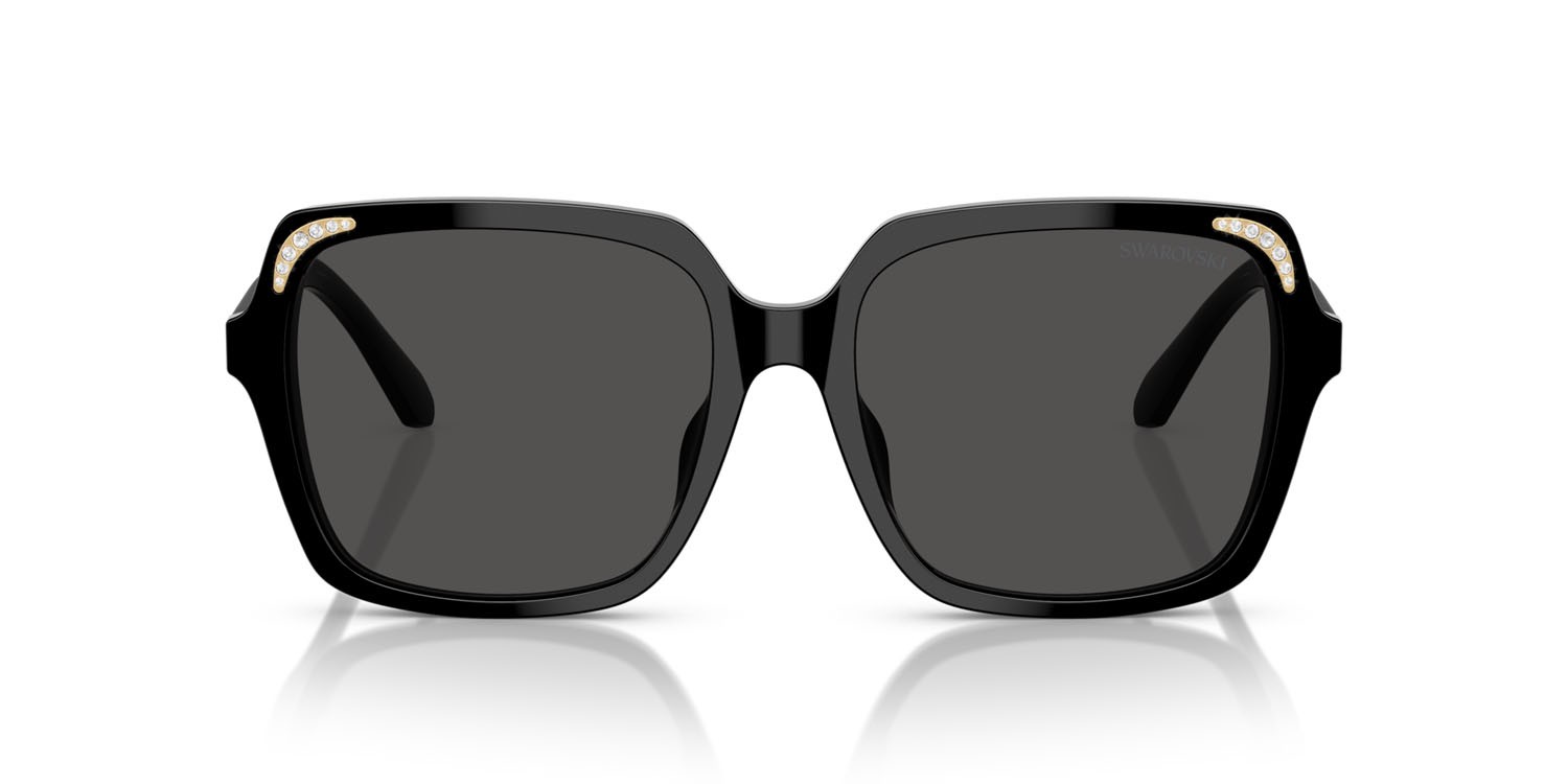 Sunglasses Swarovski SK 6034D (100187) color nero shape square lenses grigio scuro