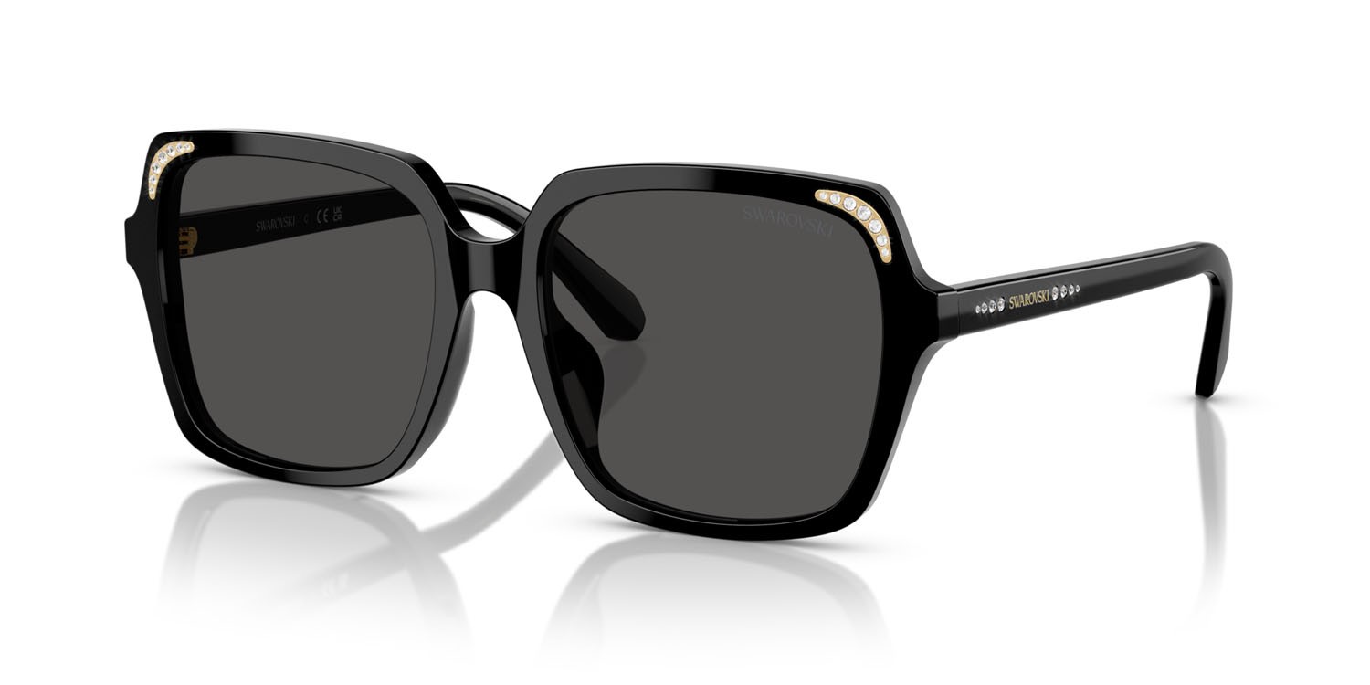 Sunglasses Swarovski SK 6034D (100187) color nero shape square lenses grigio scuro