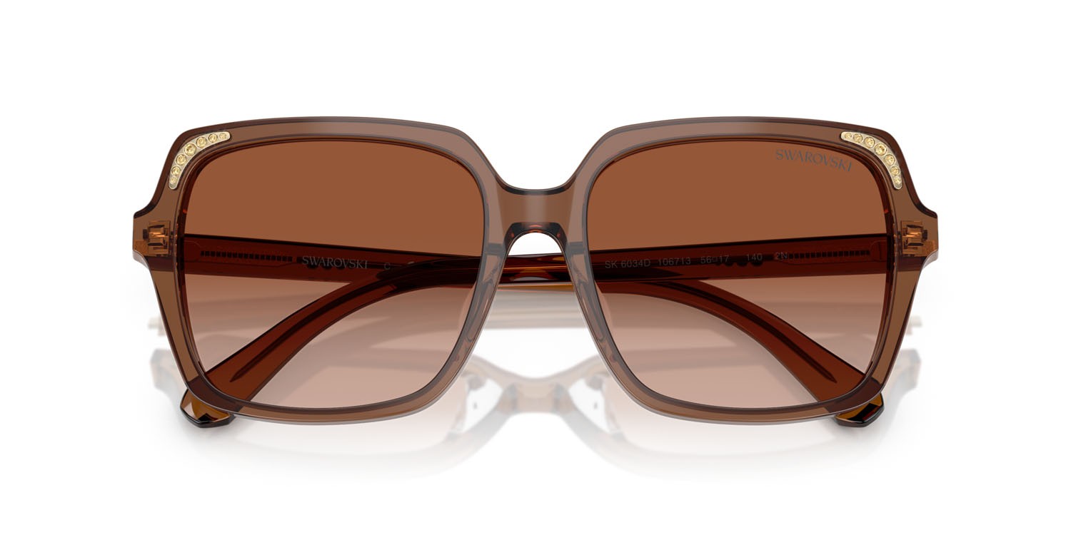 Sunglasses Swarovski SK 6034D (106713) color marrone trasparente shape square lenses marrone sfumato