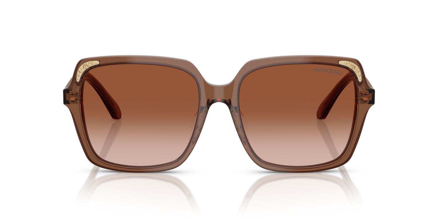 Sunglasses Swarovski SK 6034D (106713) color marrone trasparente shape square lenses marrone sfumato