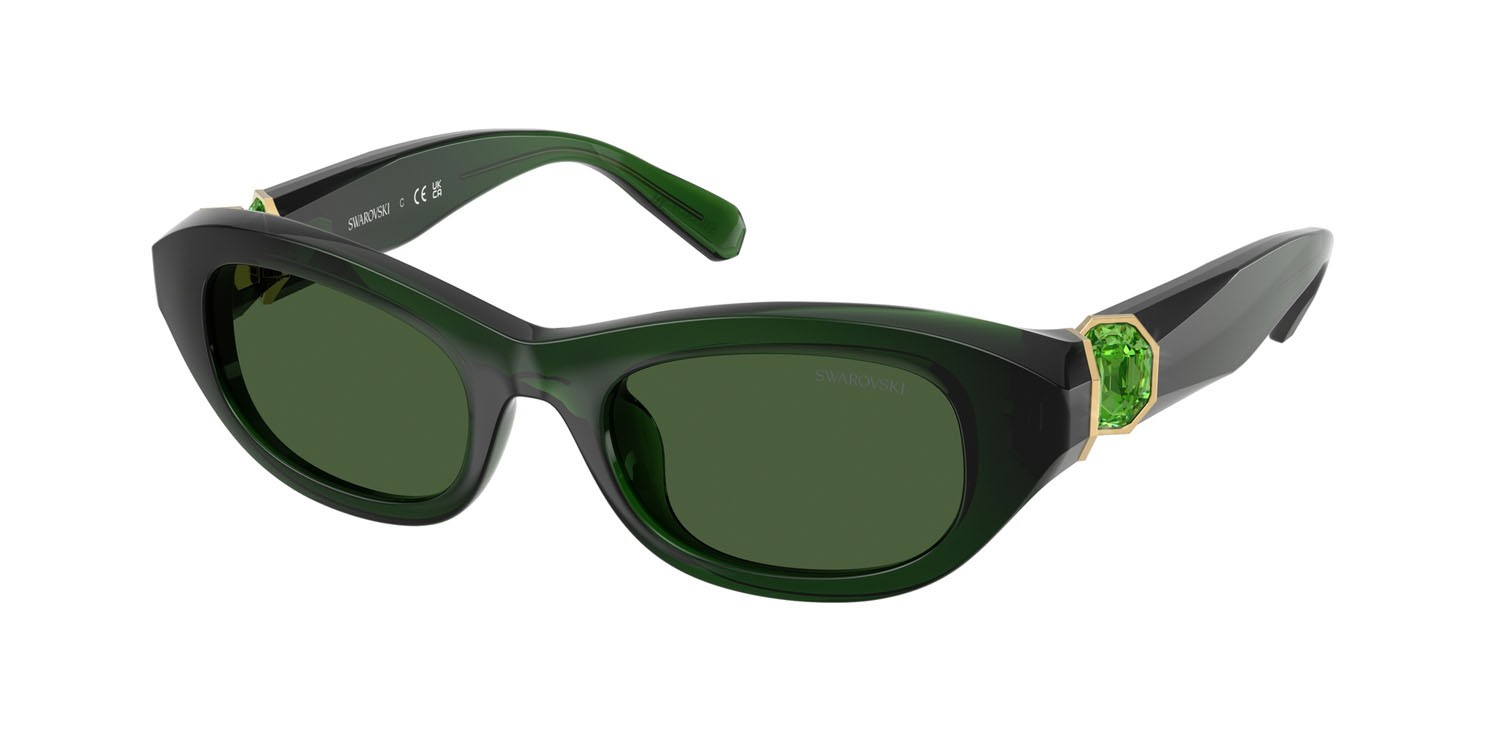 Sunglasses Swarovski SK 6036U (108171) color verde scuro lattiginoso shape square lenses verde scuro