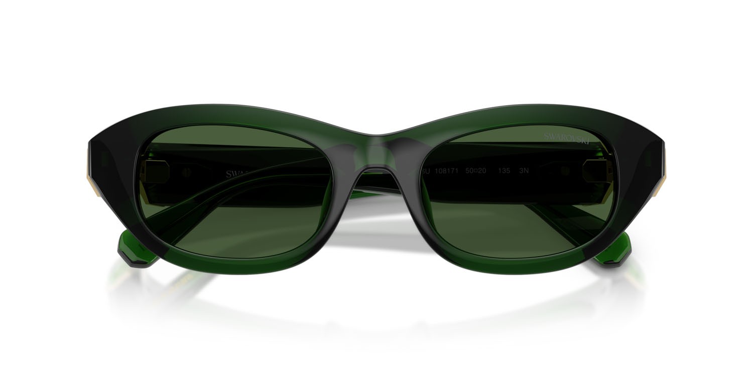 Sunglasses Swarovski SK 6036U (108171) color verde scuro lattiginoso shape square lenses verde scuro