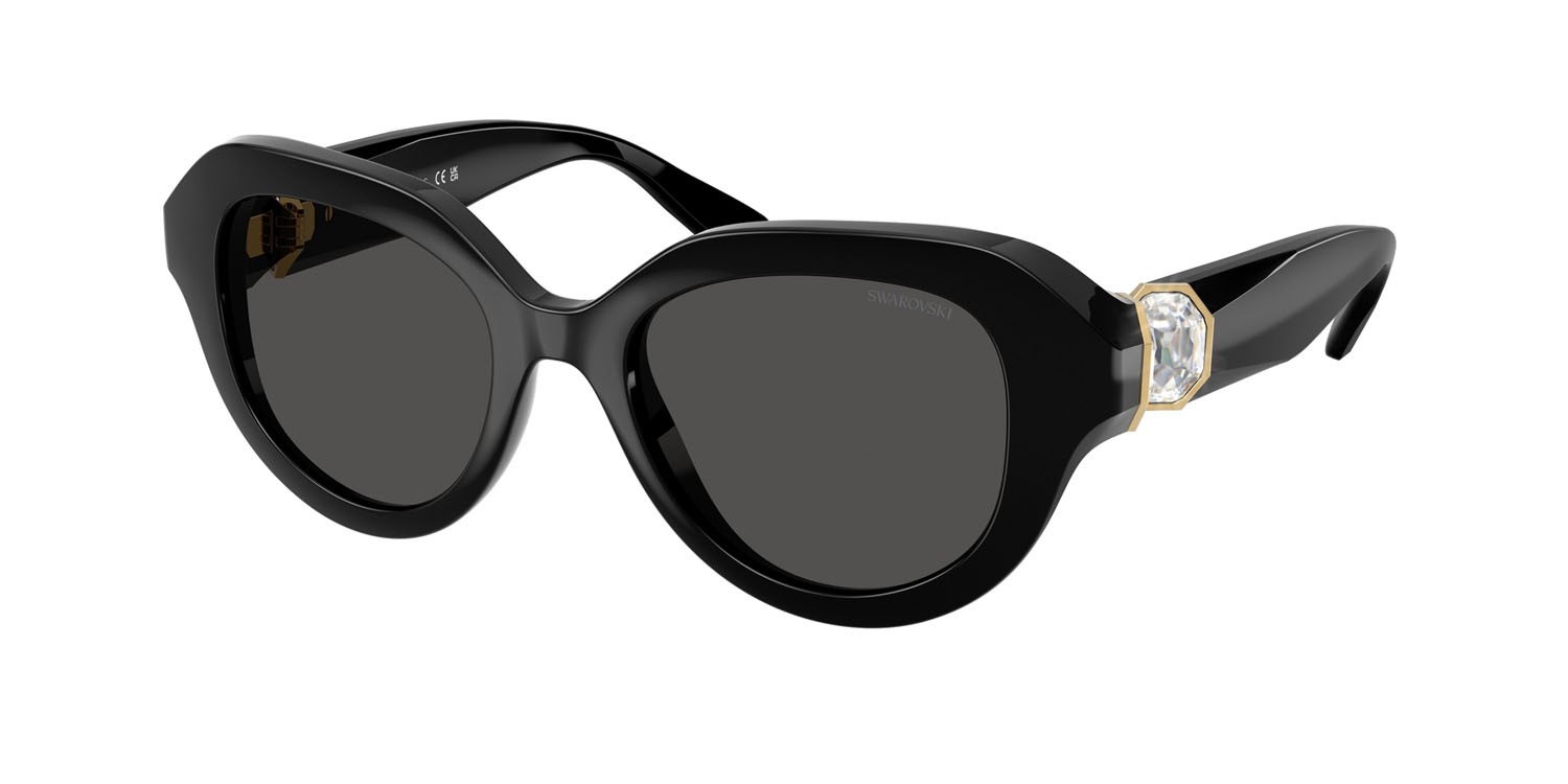 Sunglasses Swarovski SK 6037 (100187) color nero shape round lenses grigio scuro