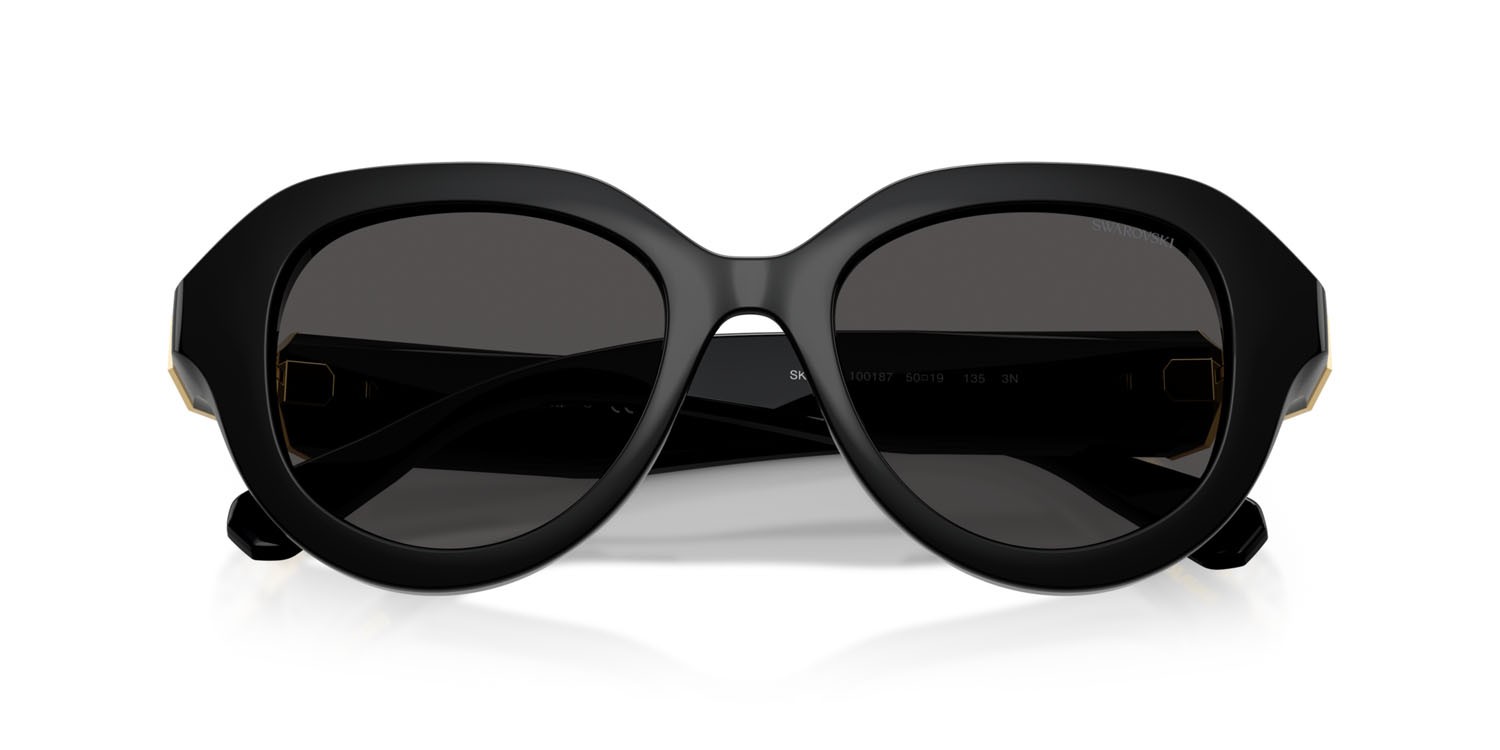 Sunglasses Swarovski SK 6037 (100187) color nero shape round lenses grigio scuro
