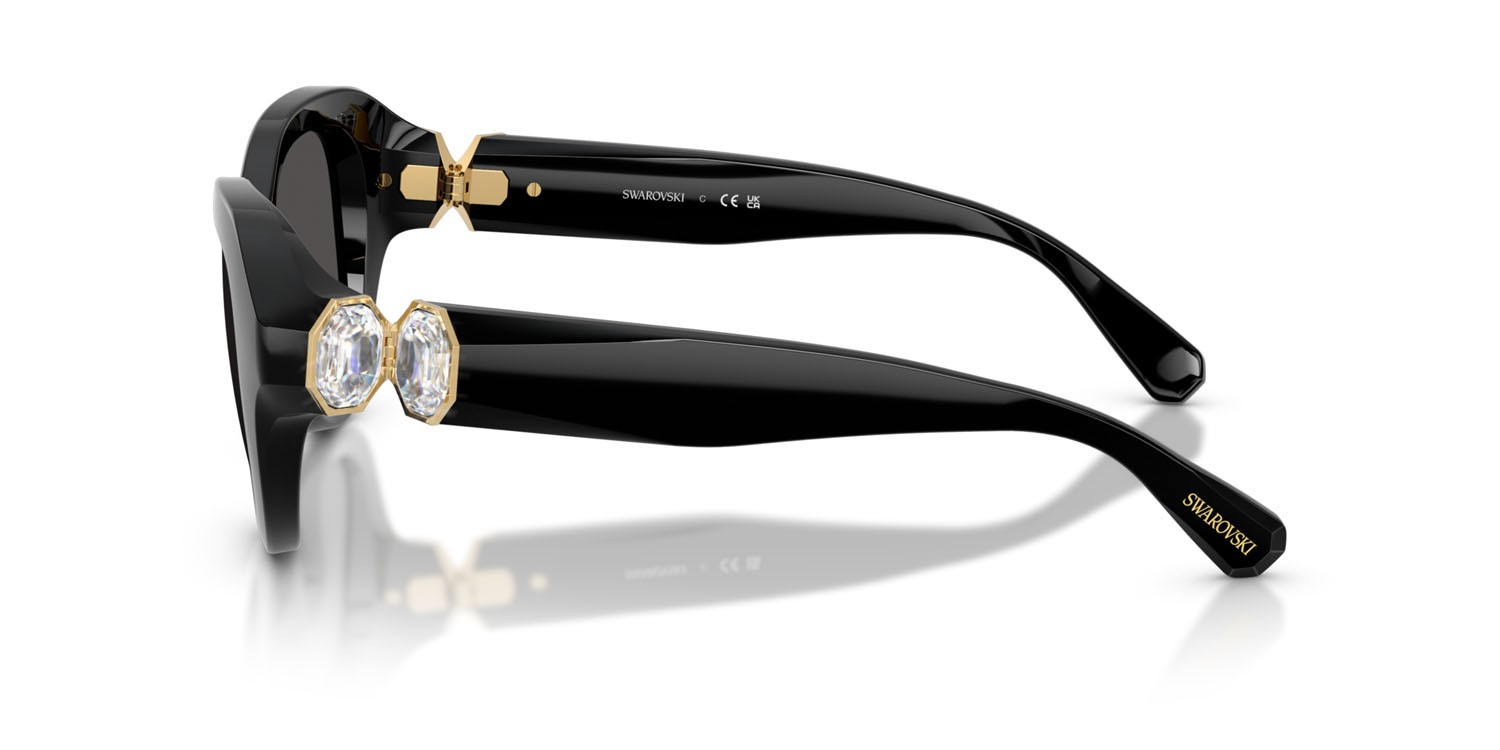Sunglasses Swarovski SK 6037 (100187) color nero shape round lenses grigio scuro