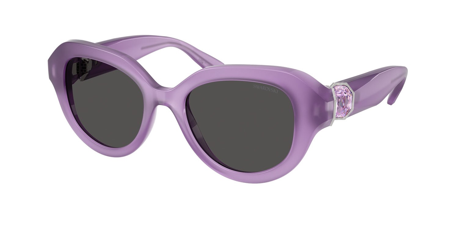 Sunglasses Swarovski SK 6037 (107587) color milky lilac shape round lenses grigio scuro