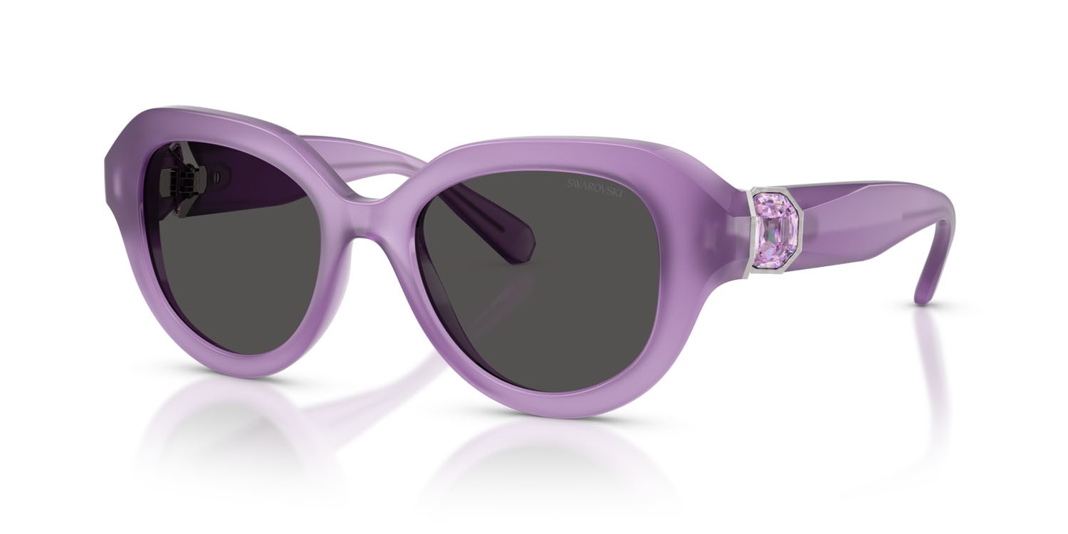 Sunglasses Swarovski SK 6037 (107587) color milky lilac shape round lenses grigio scuro