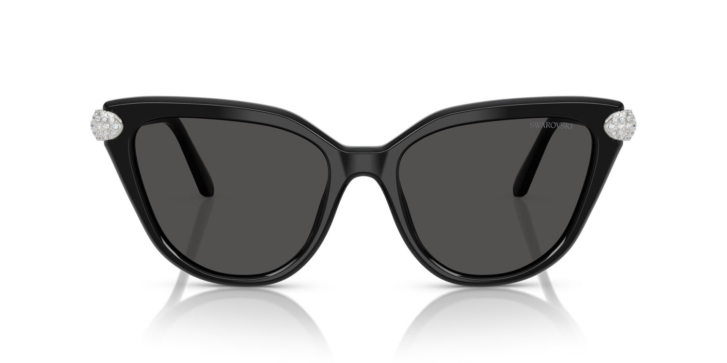 Sunglasses Swarovski SK 6039 (100187) color nero shape cat eye lenses grigio scuro