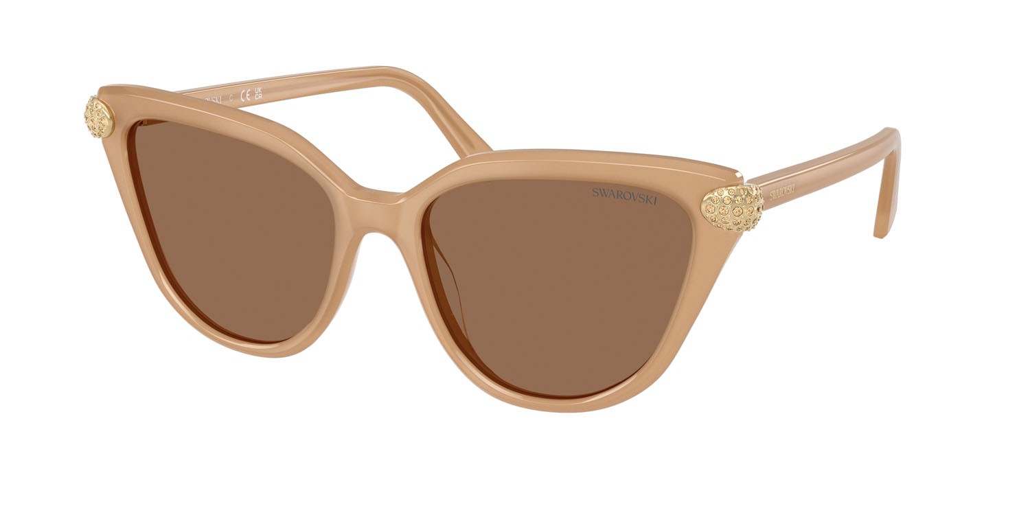 Occhiali da sole Swarovski SK 6039 (2002OK) colore beige perlaceo forma cat eye lenti bronzo