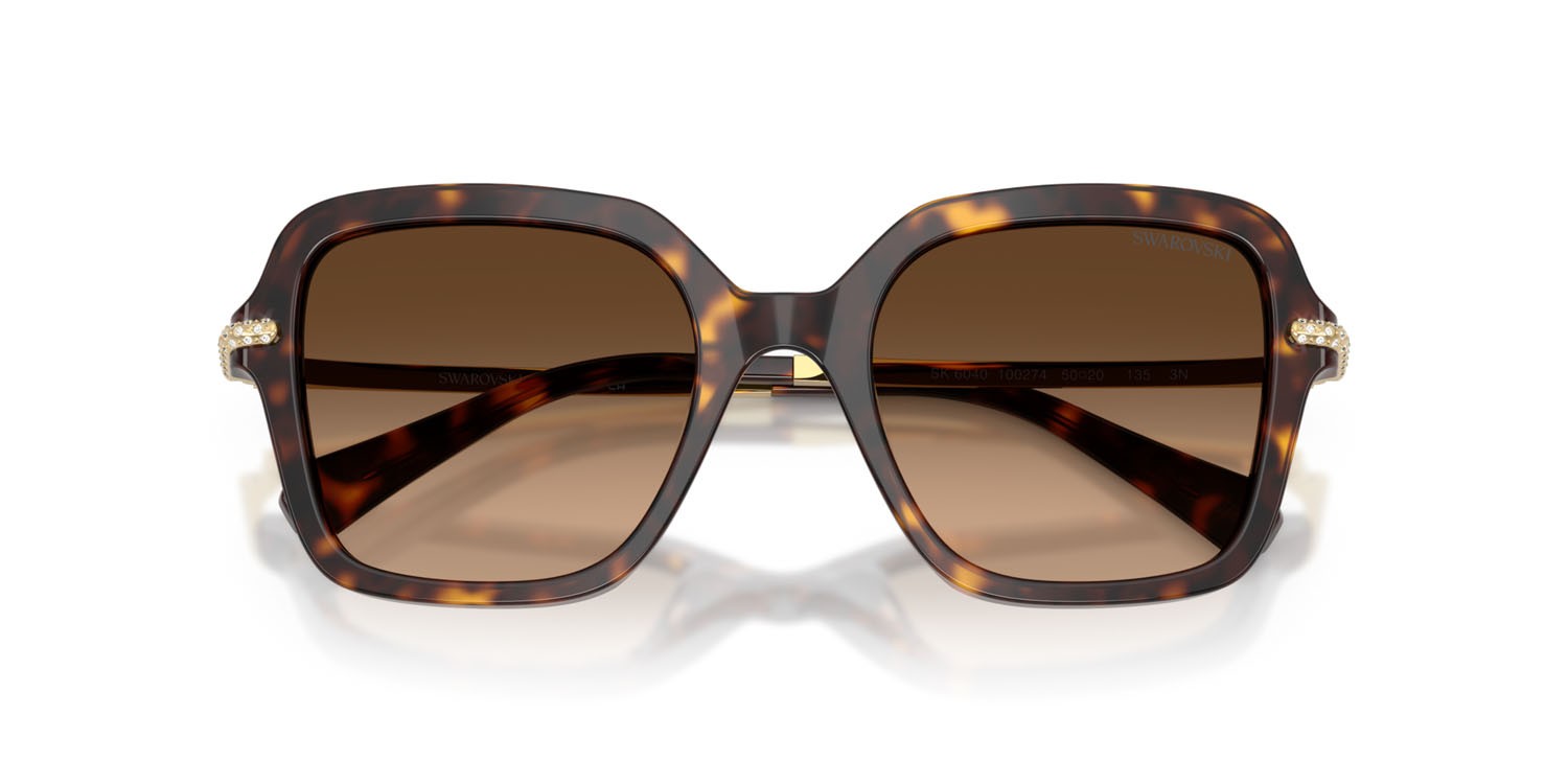 Sunglasses Swarovski SK 6040 (100274) color havana shape irregular lenses marrone sfumato