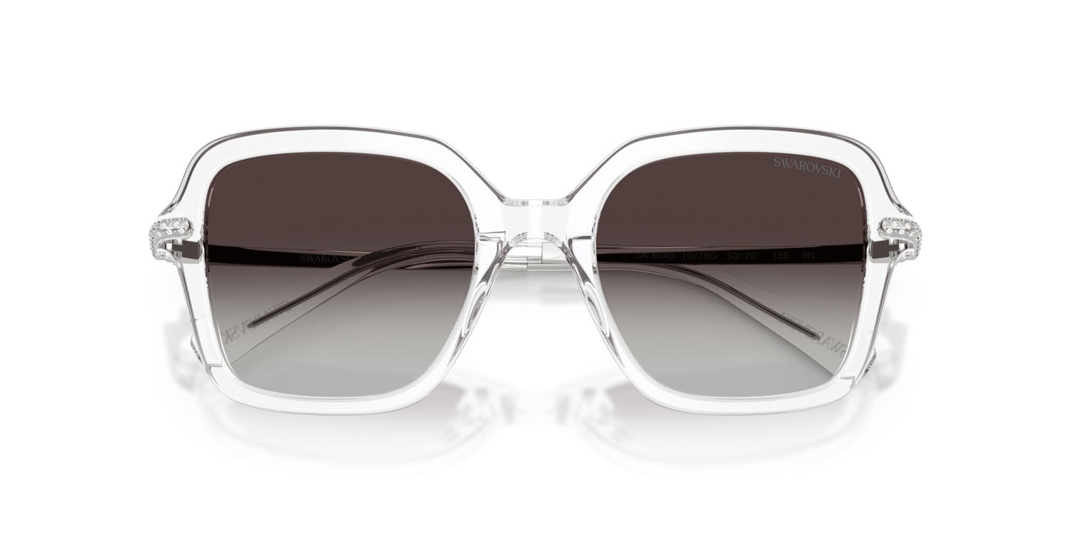 Sunglasses Swarovski SK 6040 (10278G) color trasparente shape irregular lenses grigio sfumato