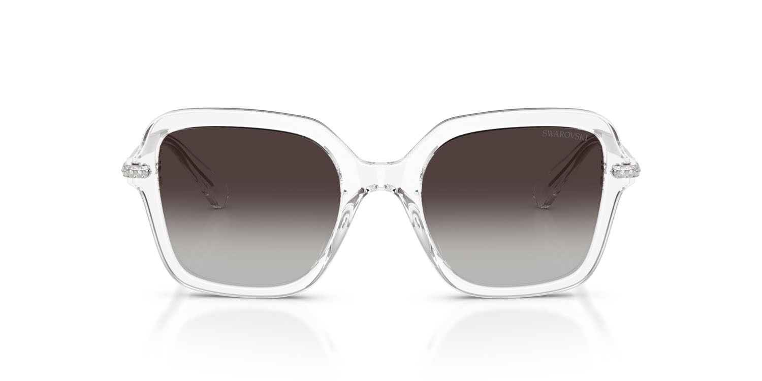 Sunglasses Swarovski SK 6040 (10278G) color trasparente shape irregular lenses grigio sfumato