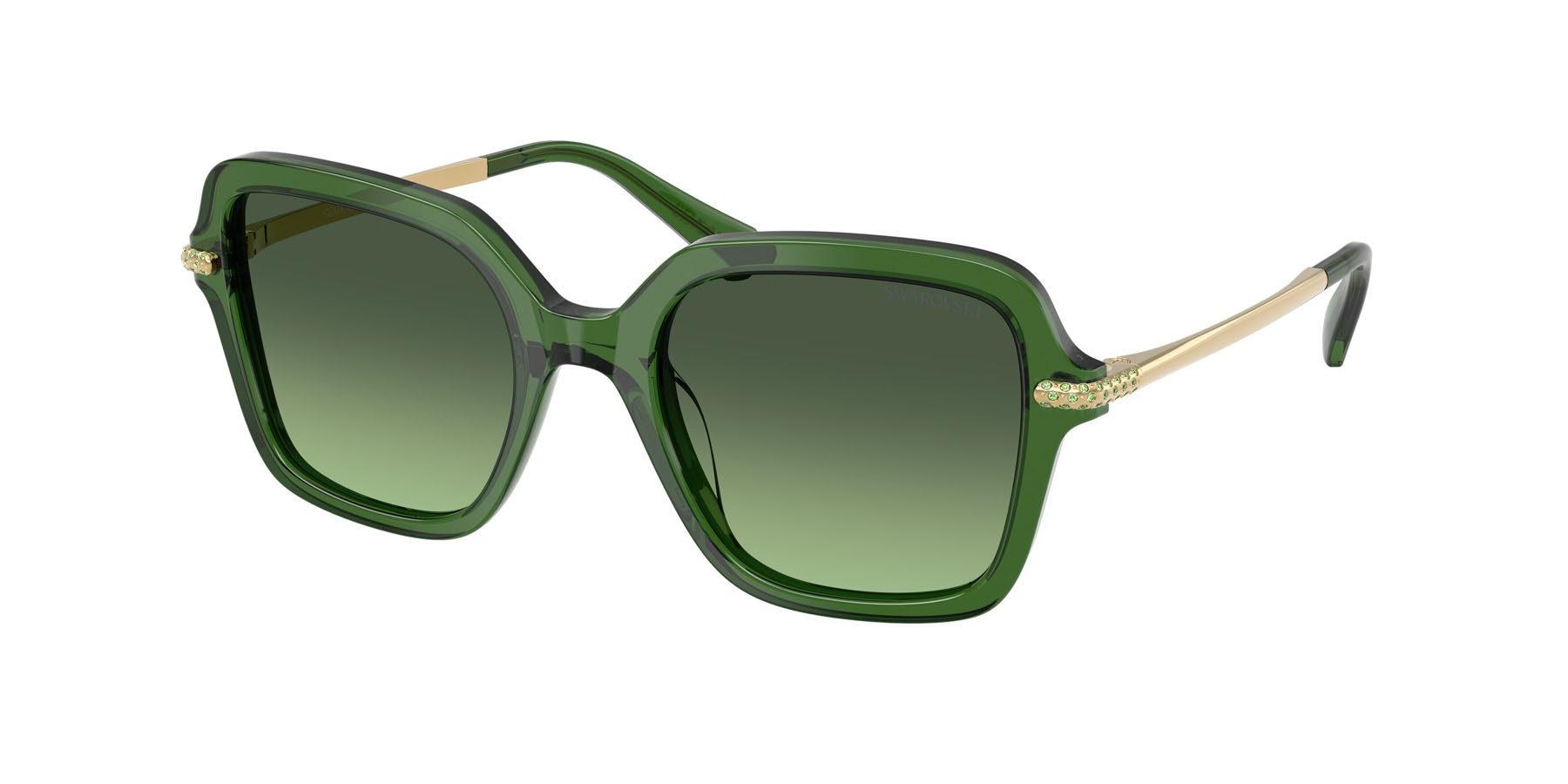 Sunglasses Swarovski SK 6040 (10812A) color verde scuro trasparente shape irregular lenses verde sfumato