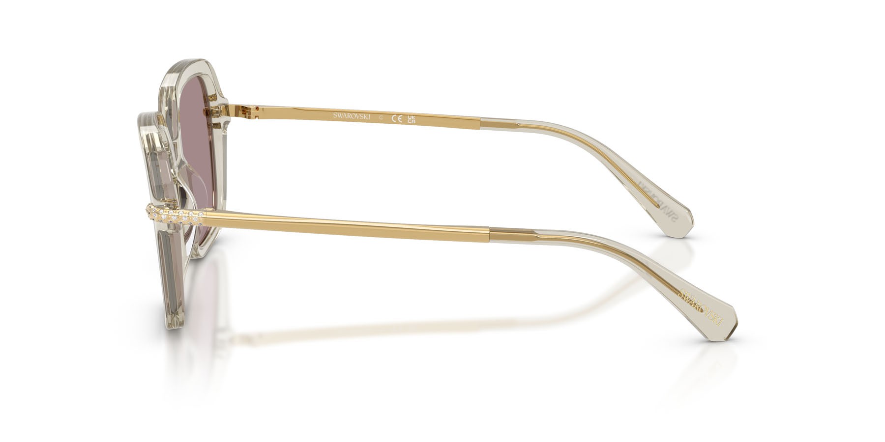 Sunglasses Swarovski SK 6040 (3003LA) color beige trasparente shape irregular lenses viola
