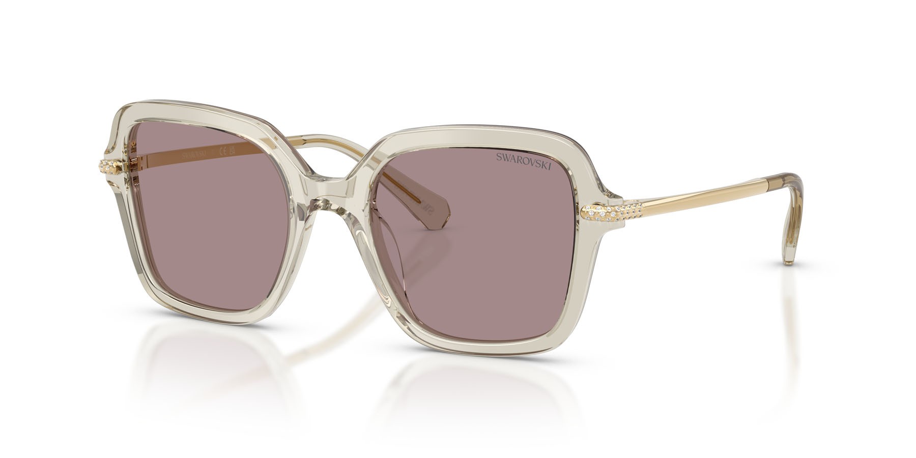 Sunglasses Swarovski SK 6040 (3003LA) color beige trasparente shape irregular lenses viola