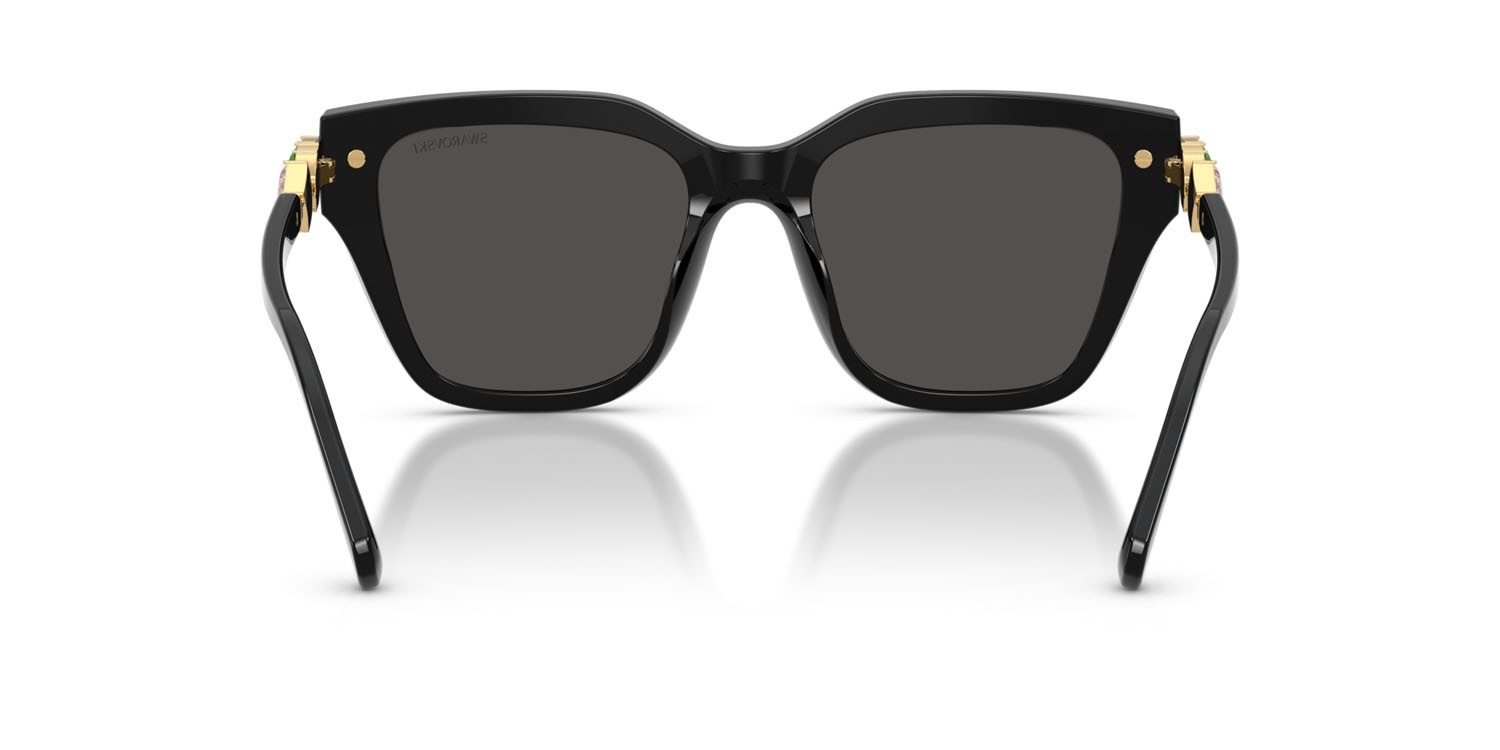 Sunglasses Swarovski SK 6041 (100187) color nero shape irregular lenses grigio scuro