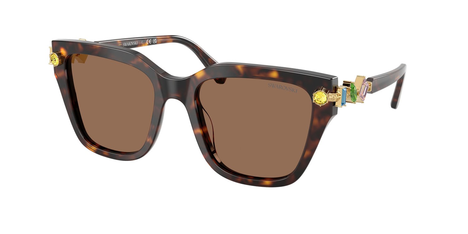 Sunglasses Swarovski SK 6041 (100273) color havana shape irregular lenses marrone scuro