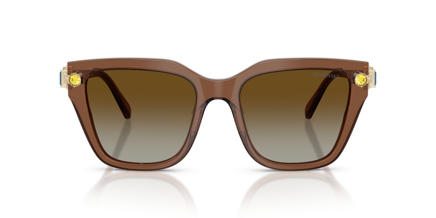Sunglasses Swarovski SK 6041 (1067T5) color marrone trasparente shape irregular lenses polarizzata marrone sfumato