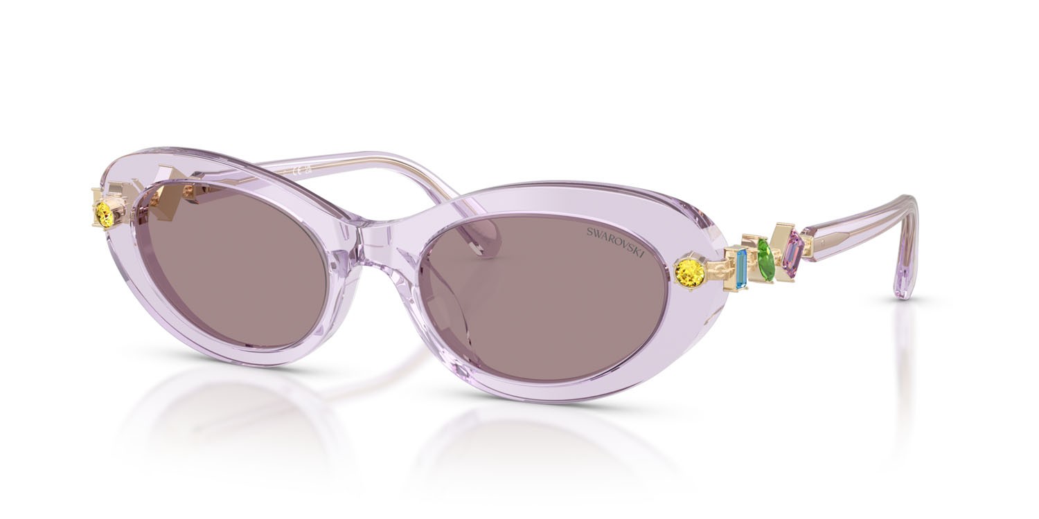 Sunglasses Swarovski SK 6042 (1079LA) color lilla trasparente shape oval lenses viola
