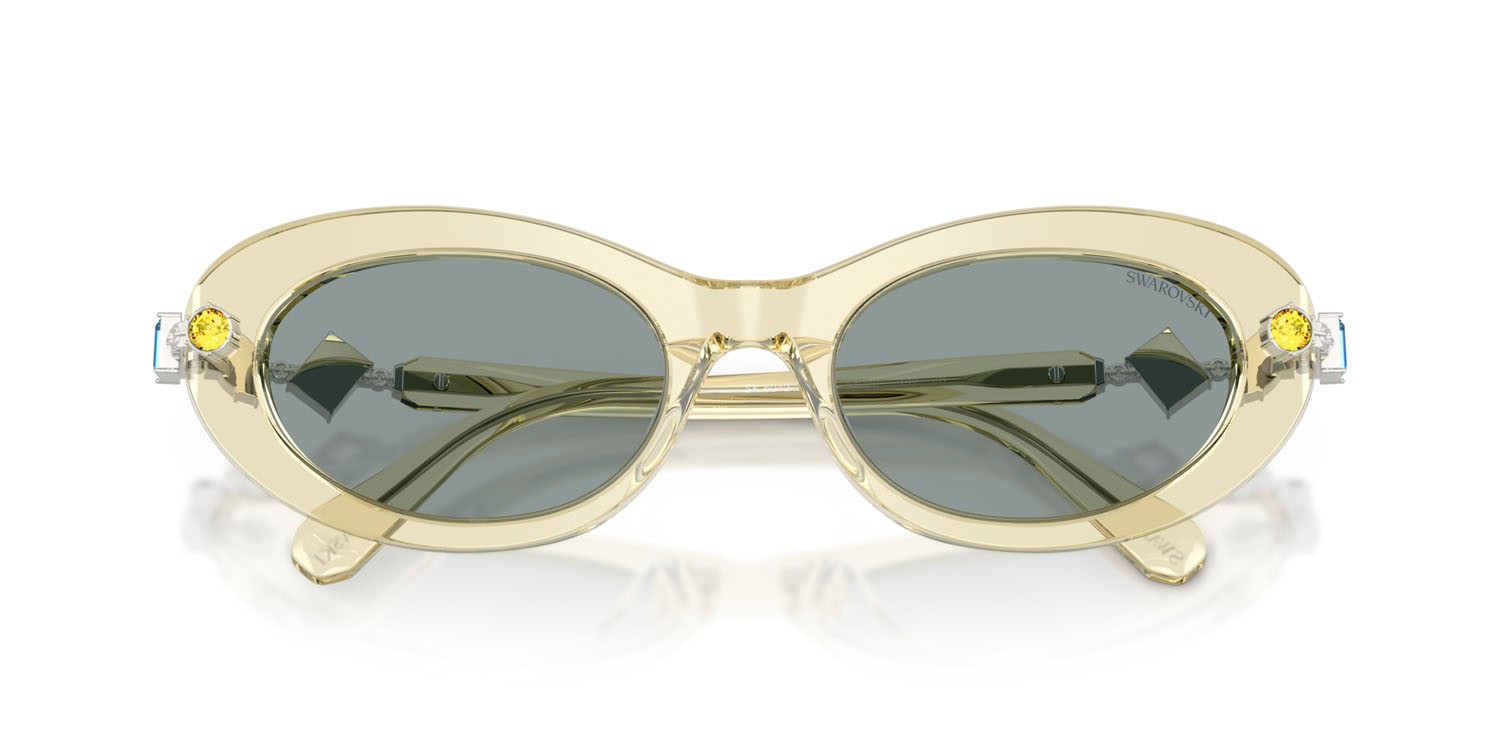 Sunglasses Swarovski SK 6042 (1080/1) color giallo trasparente shape oval lenses grigio