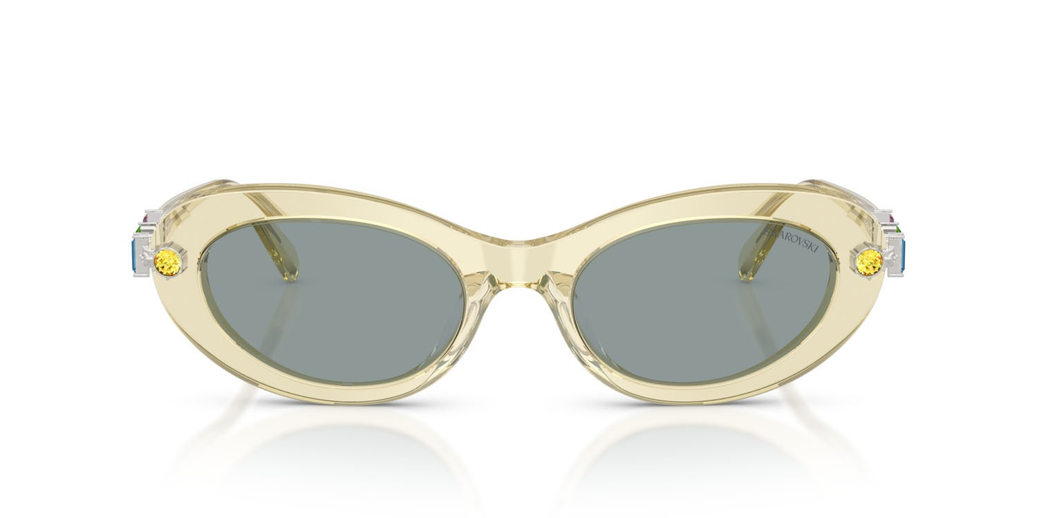Sunglasses Swarovski SK 6042 (1080/1) color giallo trasparente shape oval lenses grigio