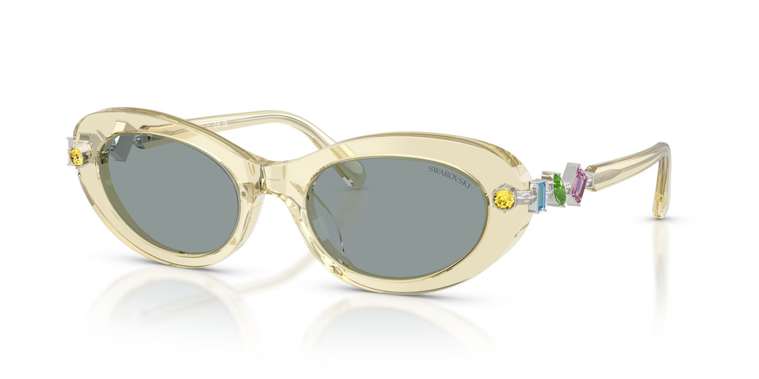 Sunglasses Swarovski SK 6042 (1080/1) color giallo trasparente shape oval lenses grigio