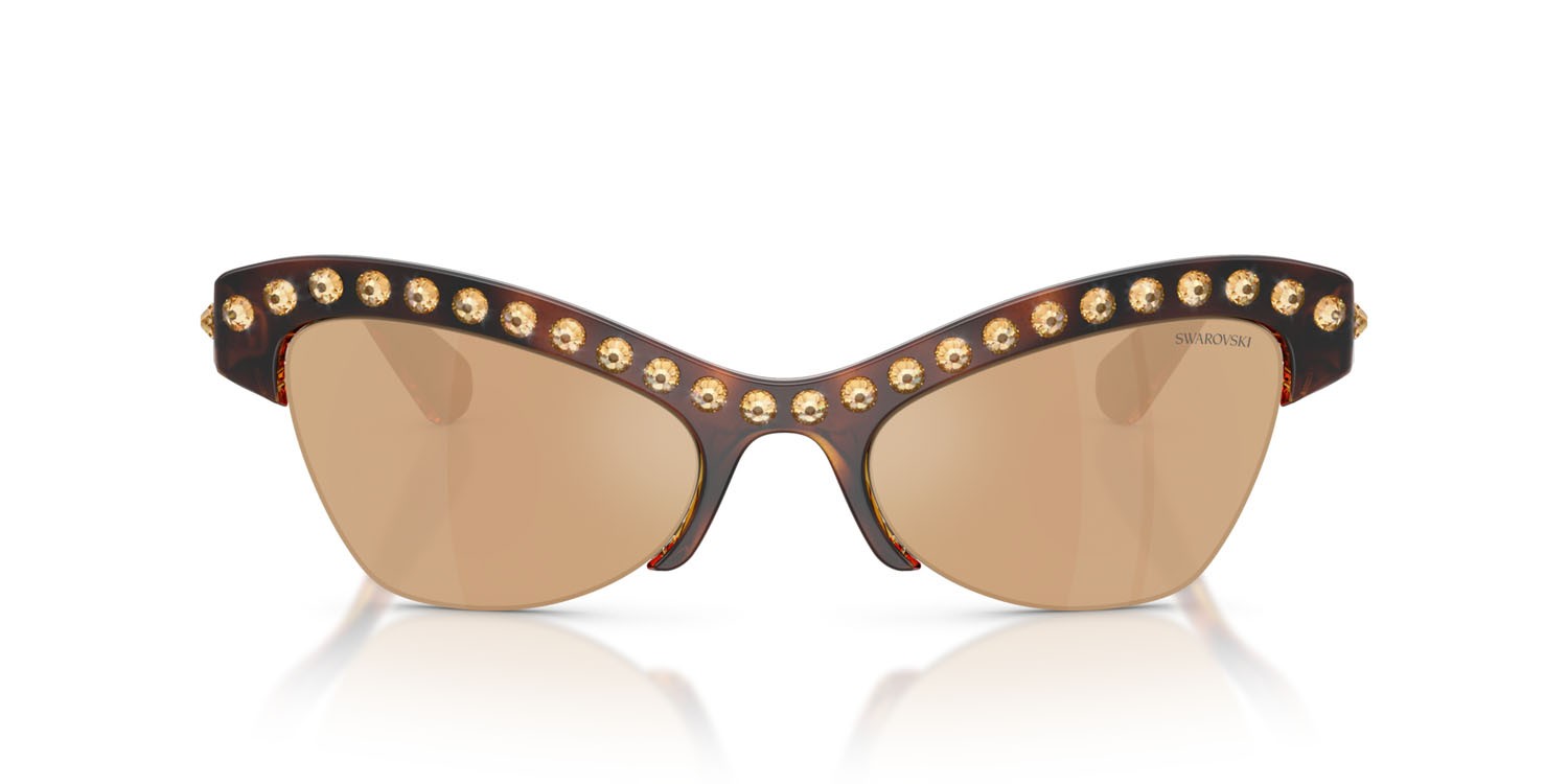 Sunglasses Swarovski SK 6043 (100271) color havana shape butterfly lenses marrone scuro specchiato oro rose