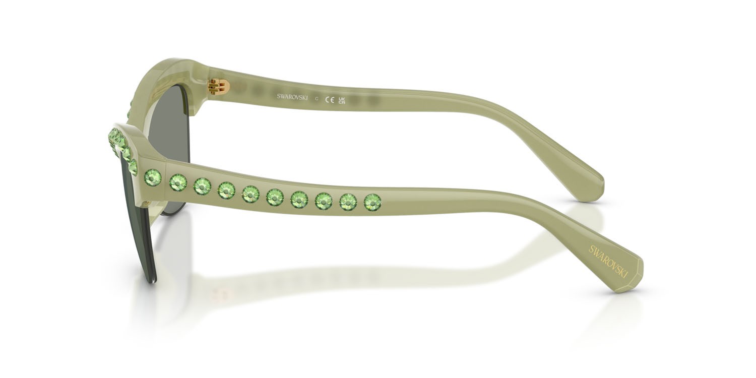 Sunglasses Swarovski SK 6043 (10746R) color verde perlaceo shape butterfly lenses grigio verde specchiato