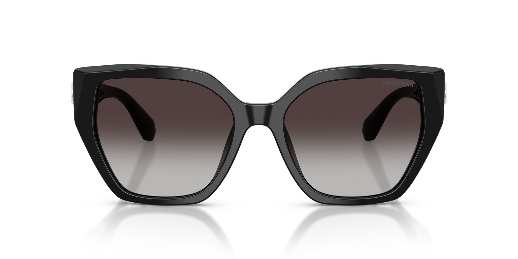 Sunglasses Swarovski SK 6044U (10018G) color nero shape irregular lenses grigio sfumato