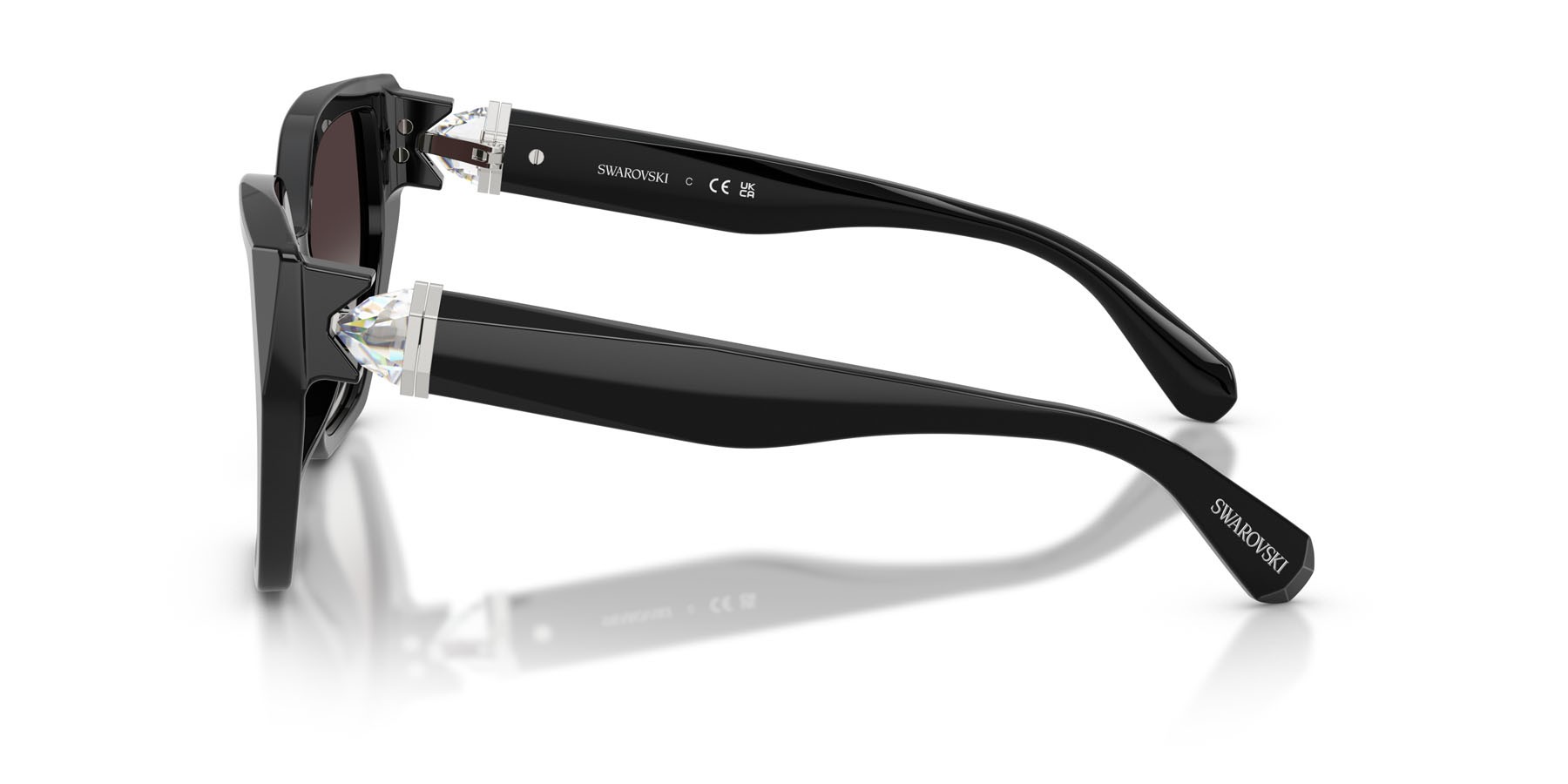 Sunglasses Swarovski SK 6044U (10018G) color nero shape irregular lenses grigio sfumato