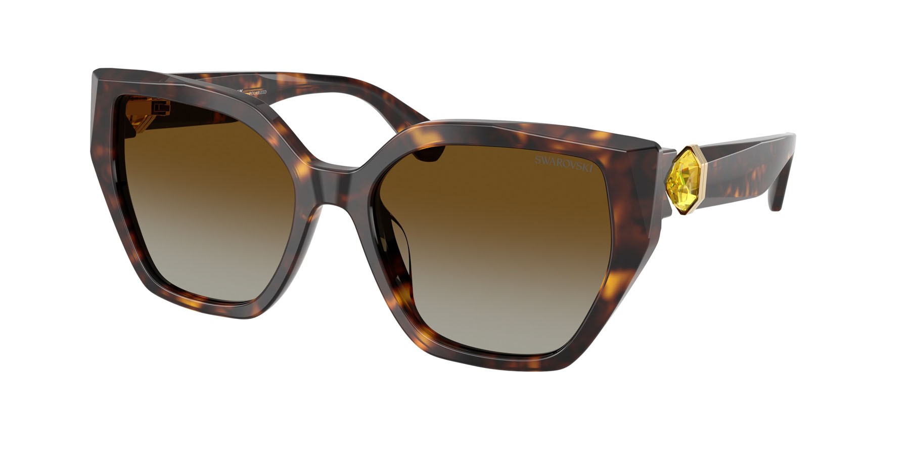Sunglasses Swarovski SK 6044U (1002T5) color havana shape irregular lenses polarizzata marrone sfumato