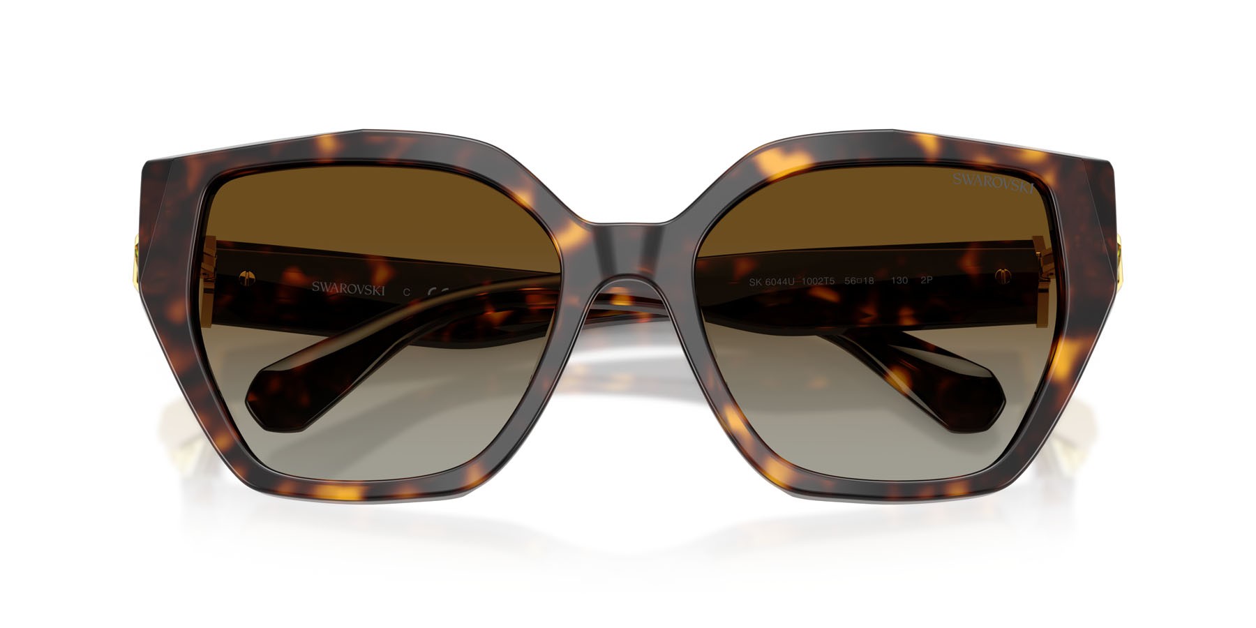 Sunglasses Swarovski SK 6044U (1002T5) color havana shape irregular lenses polarizzata marrone sfumato