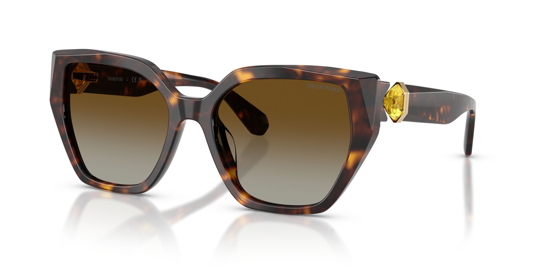 Sunglasses Swarovski SK 6044U (1002T5) color havana shape irregular lenses polarizzata marrone sfumato