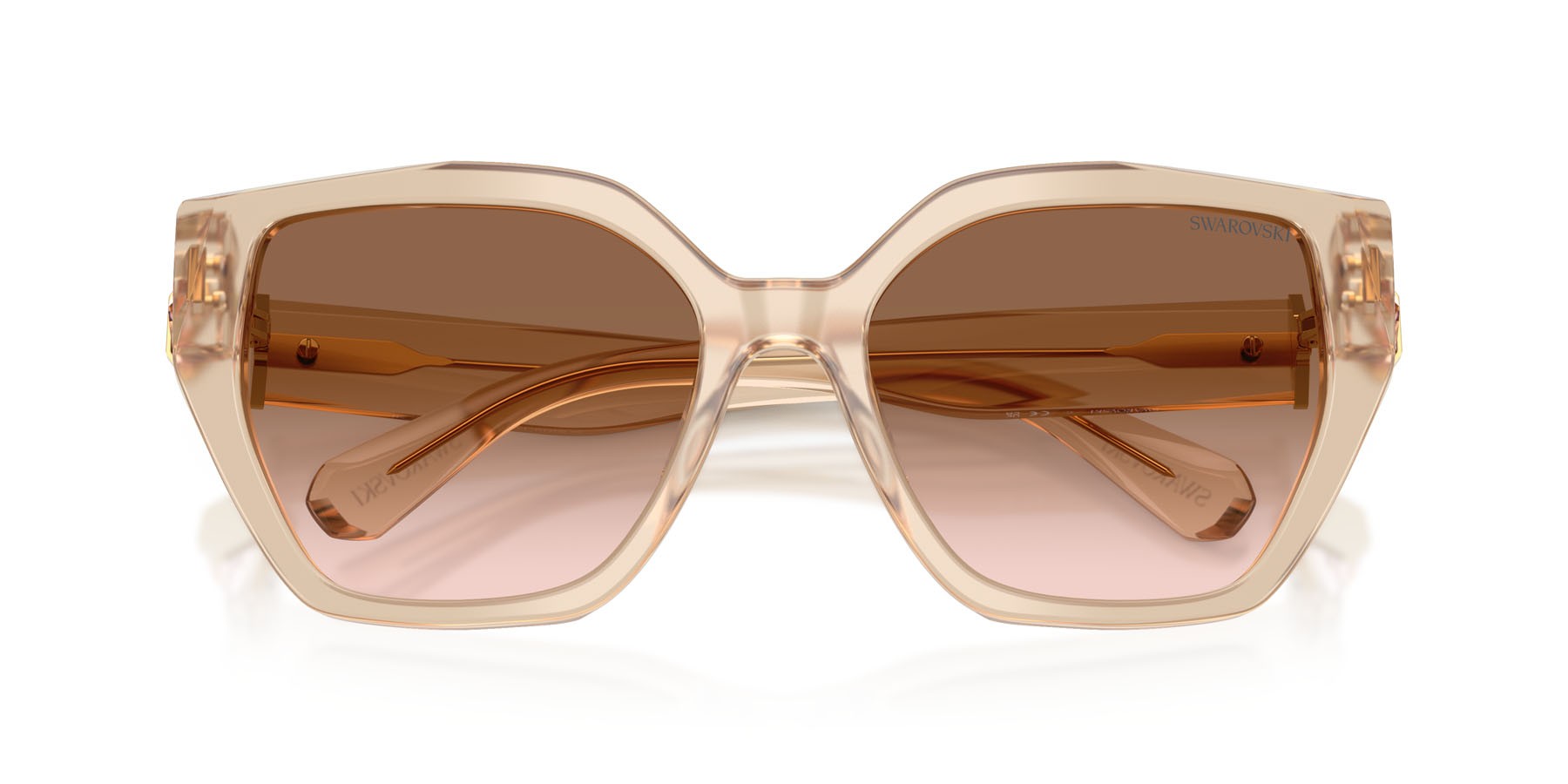 Sunglasses Swarovski SK 6044U (103413) color beige perlaceo shape irregular lenses marrone sfumato