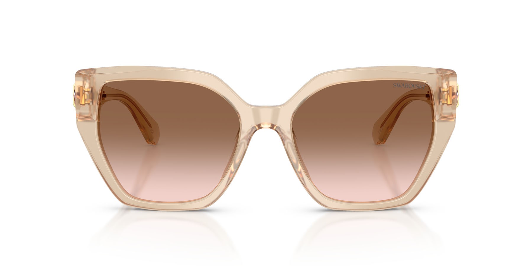 Sunglasses Swarovski SK 6044U (103413) color beige perlaceo shape irregular lenses marrone sfumato