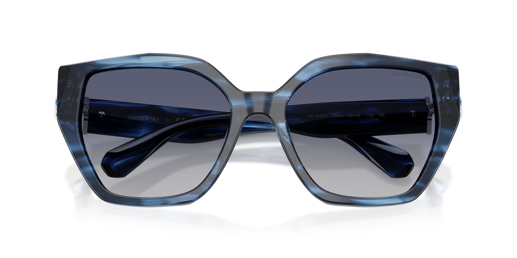 Sunglasses Swarovski SK 6044U (10904L) color striato blu shape irregular lenses blu sfumato